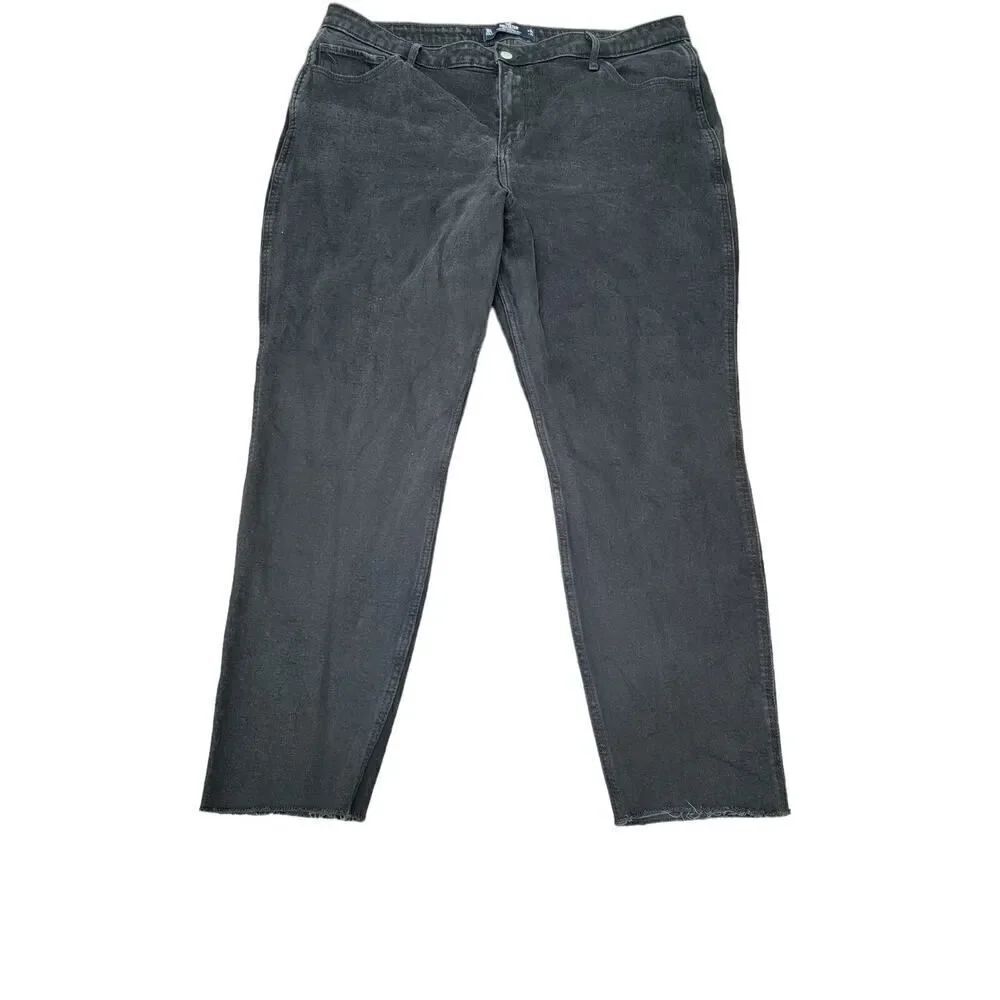 Hollister Ultra High Rise Mom Jeans Black Raw Hem Stretch Denim Size 19 34x29